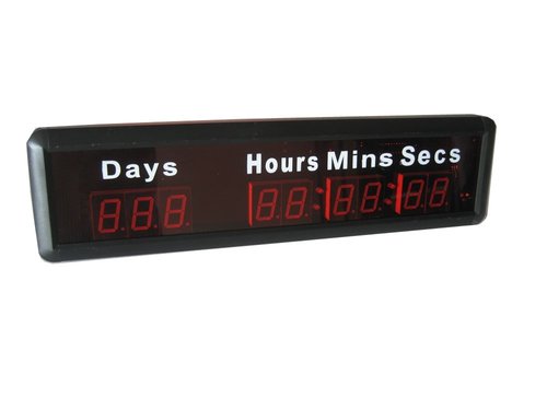 AZOOU 1-inch 9Digits LED Event Timer Countdown/up Clock with Days Hours Mins Secs Max Up to 1000 Days Red Color