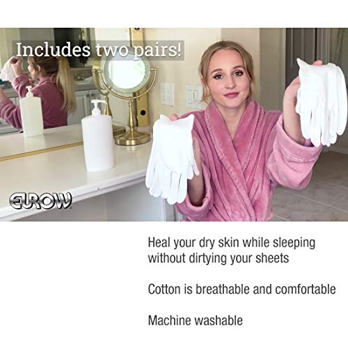 Eurow Moisturizing Cotton Gloves for Dry Hands and Overnight Skincare Relief