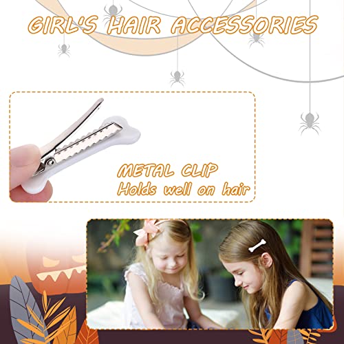 WLLHYF 4-Piece Bone Hair Clips White Plastic Skeleton Hairpins for Cosplay