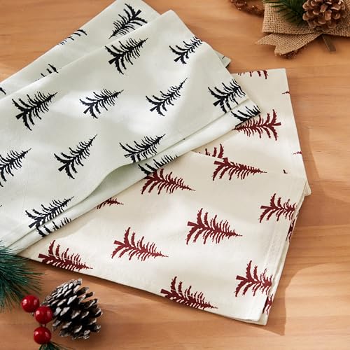 YZJZEDS Burgundy Christmas Kitchen Towels Set of 2 18x25 Inch Absorbent Cotton Dish Towels with Hanging Loop