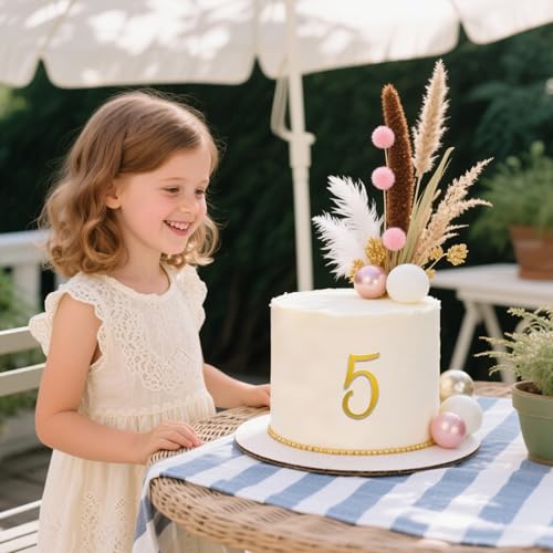 Gold Acrylic Number Cake Toppers Set (0-9) - 10 Pcs for Celebrations