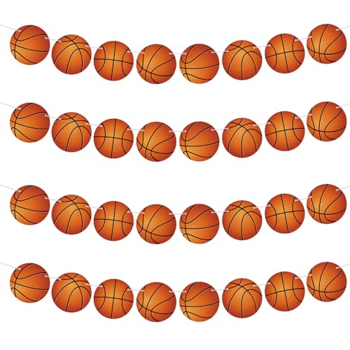 Basketball Party Decorations - 4 Packs Banner Garland with Cutouts