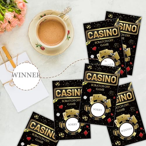 50 Pcs Casino Night Scratch Off Game Cards for Party Games and Events