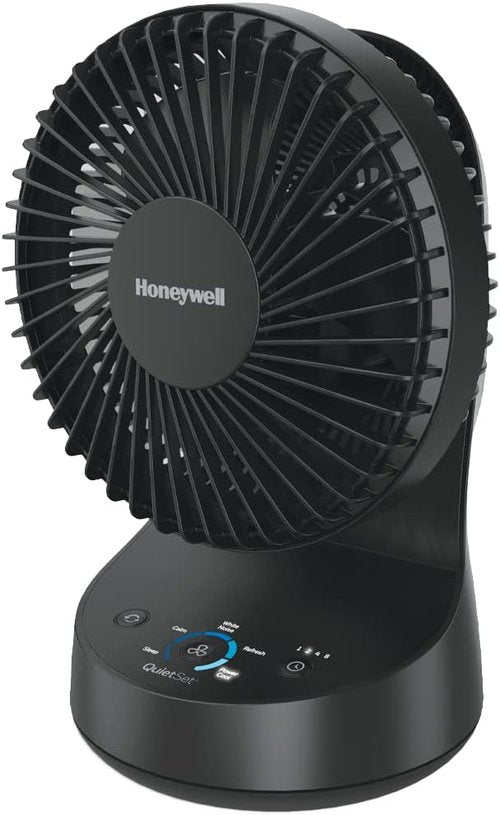Honeywell QuietSet Oscillating Table Fan - Quiet Operation with 5 Power Levels | Black, Ideal for Small Rooms