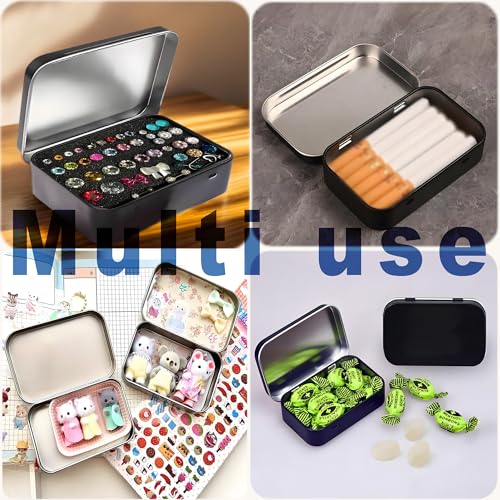 6-Pack Black Hinged Metal Tins, 3.7 x 2.4 x 0.9 in for Craft Organization