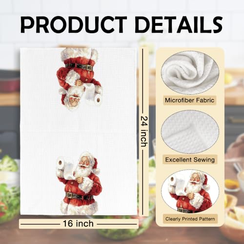 Christmas Santa Hand Towels Set of 2 - 16x24in Holiday Bathroom Decor - Variation of THIS listing