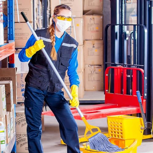 BeiLan Heavy Duty Cotton Wet Mop Head Replacement - 16 oz Blue Looped-End