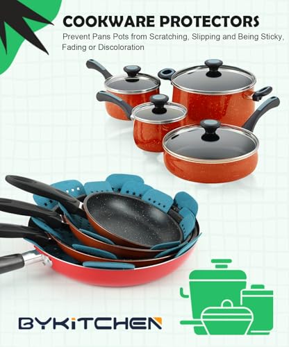 BYKITCHEN Pot Pan Protectors - 6pcs Set, 12/14/16 inch, Cyan