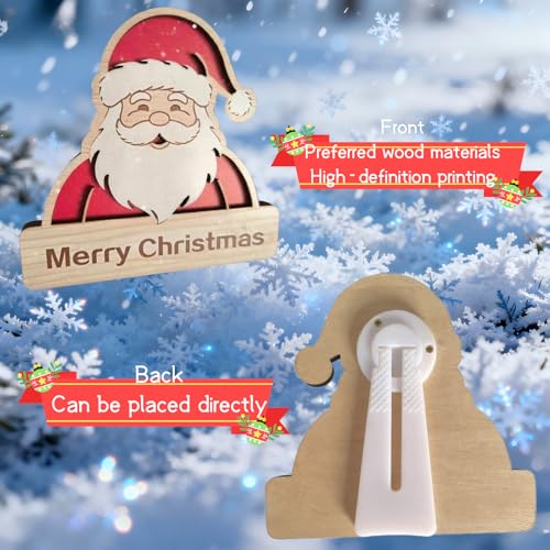 Wooden Santa Claus Christmas Decorations - Festive Holiday Ornaments for Home & Office, 6 Inches