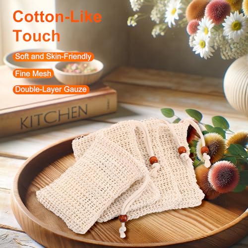 Kootinn Natural Cotton Soap Saver Bag for Exfoliation and Zero Waste Shower