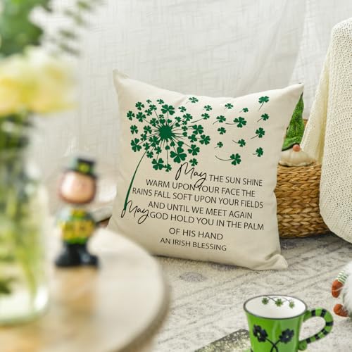 St. Patrick's Day Lucky Clover Throw Pillow Cover - 18x18 Inch