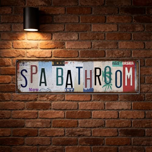 EUDOSI Vintage Metal Spa Sign - 15x4 Retro Bathroom Wall Art
