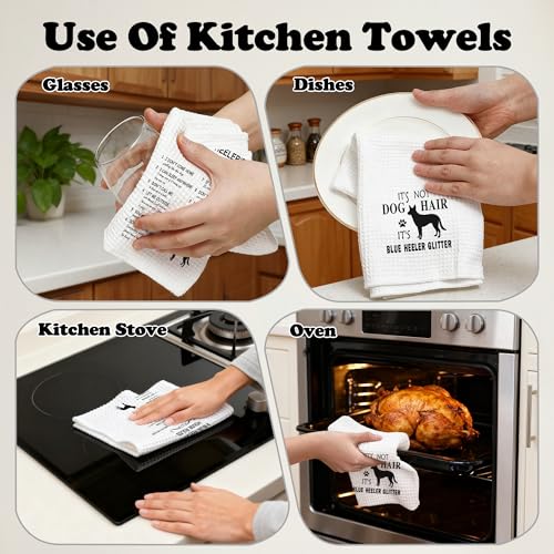It's Not Dog Hair Kitchen Towels Set of 2 - Blue Heeler Glitter Hand Towels for Dog Lovers