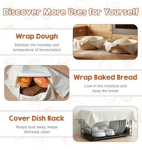 Large Cotton Baking Towels for Sourdough & Baguettes - 35.4x26 Inch