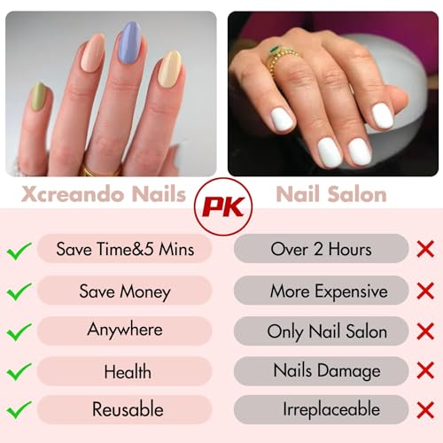 XCREANDO Royal Blue Press on Nails Medium Square Fake Nails Set