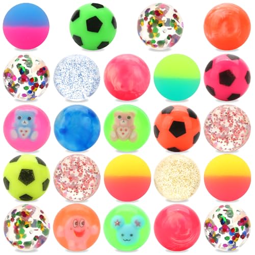 46 Pack High Bouncing Balls - Assorted Rubber Balls for Party Favors