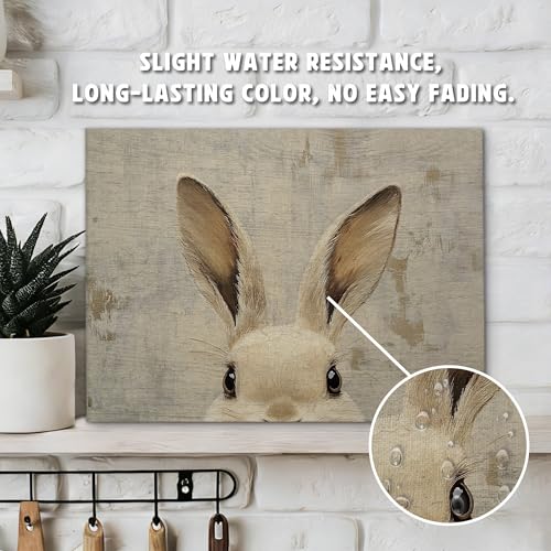 Vintage Easter Bunny Canvas Wall Art Rustic Farmhouse Rabbit Print 11x14
