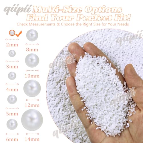 qiipii 7500PCS 2mm White Flatback Half Pearls for Crafting and Nail Art