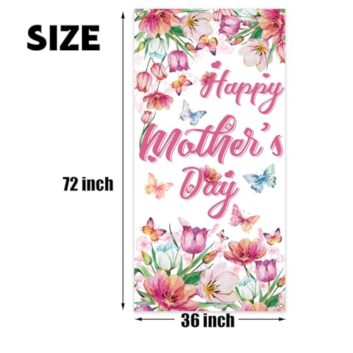Mother's Day Banner - Best Mom Flower Decor - 71x35 Inches