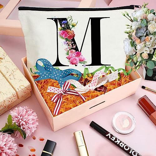 Personalized Floral Letter Tote Bag - Monogrammed Makeup Bag (M)