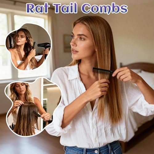 Carbon Fiber Teasing Comb Set Fine Tooth Hair Barber Combs 2Pcs