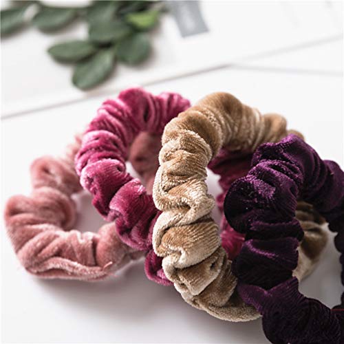 KINGMAS Velvet Hair Scrunchies 10 Pack Elastic Hair Ties for Women