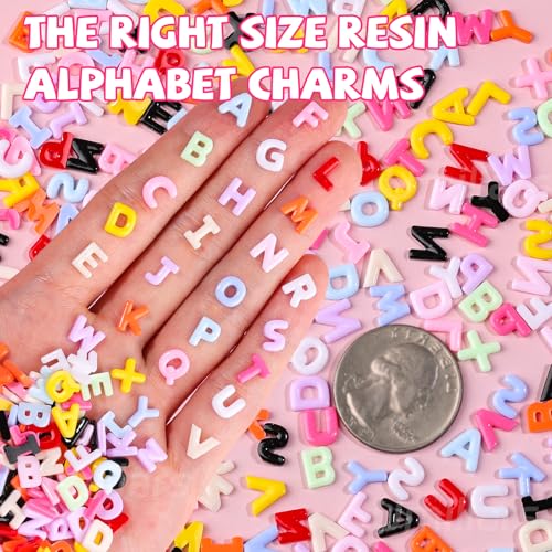300Pcs 3D Kawaii Letter Nail Charms Flatback Resin Alphabet Rhinestones