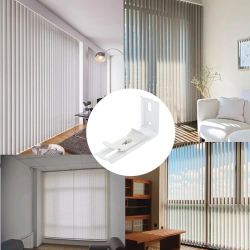 Vertical Blind Mounting Bracket Clips - 3 Pack, 4" White for 1-1/2" Headrail