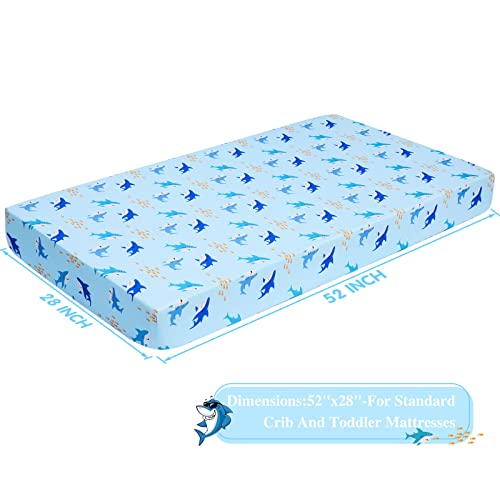 UOMNY Shark Fitted Crib Sheet for Boys – 52x28 Soft Microfiber