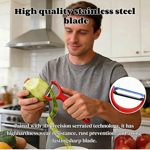 Ergonomic Vegetable Peeler Set with Serrated Stainless Steel Blades - 2 Pack