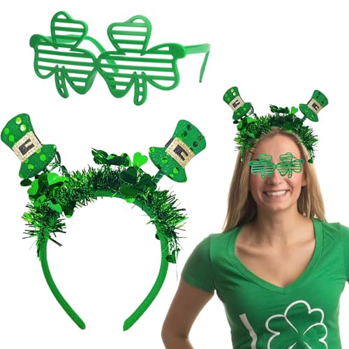 St. Patrick's Day Shamrock Headband and Glasses Party Accessory Set