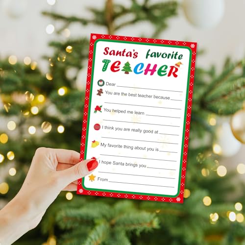 Christmas Thank You Cards for Teachers - Fill in the Blank