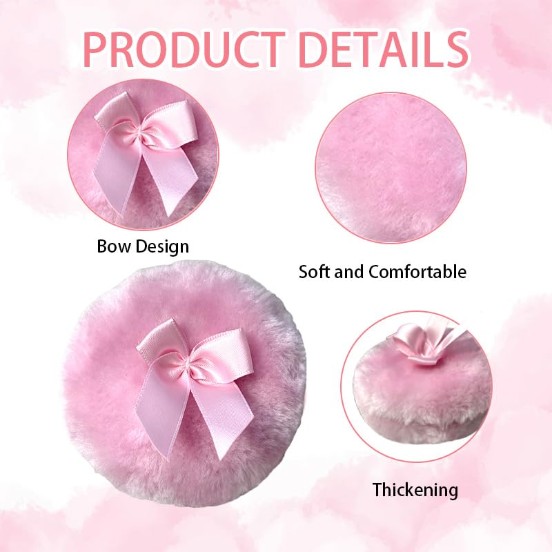 Large Fluffy Powder Puff 2 Pack - 3.54 Inch Ultra Soft Body & Loose Powder Puff