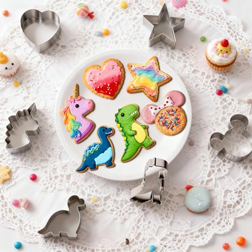 Mickey Unicorn Dinosaur Cookie Cutter Set - Stainless Steel Baking Molds