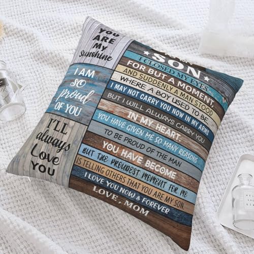 To My Son Throw Pillow Cover - 18x18 Inches - S O N Gift