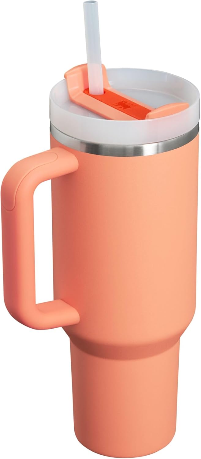 STANLEY Quencher H2.0 Tumbler - 40 oz Insulated Stainless Steel Cup with Handle & Straw | Nectarine Color