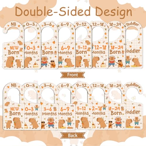 Capybara-Themed Baby Closet Dividers - 8PCS Wooden Organizer
