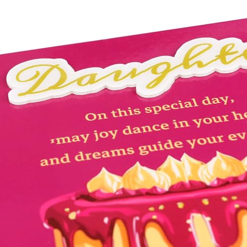 TzenvoGift Birthday Card for Daughter with Gold Foil Cake Design 5.6x8.1