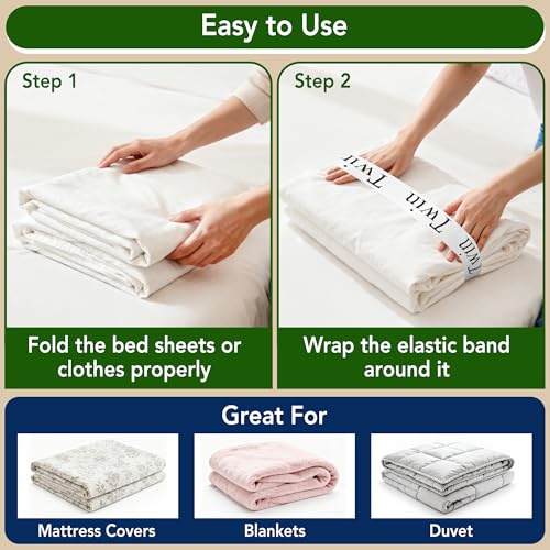 20 Pack Elastic Bed Sheet Organizer Bands with Size Labels - Combo