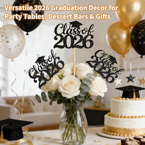 Class of 2026 Graduation Cake Toppers & Centerpieces - 12PCS