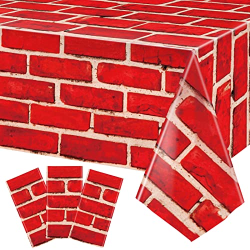 3 Pack Red Brick Tablecloths - Waterproof Table Cover for Holiday & Daily Use
