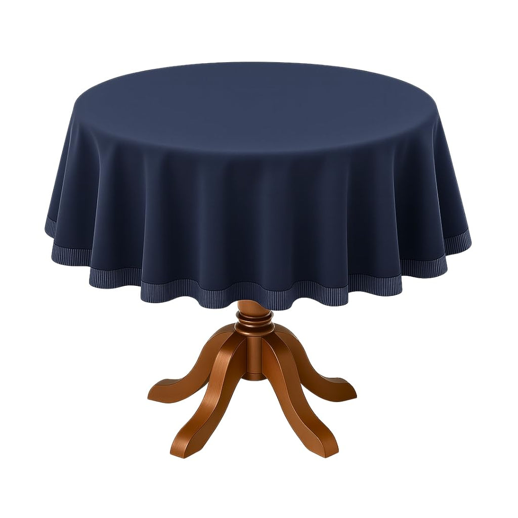 Baron Barclay Deluxe Suede Round Table Cover - 54" - Navy - Poly-Cotton Blend Tablecloth