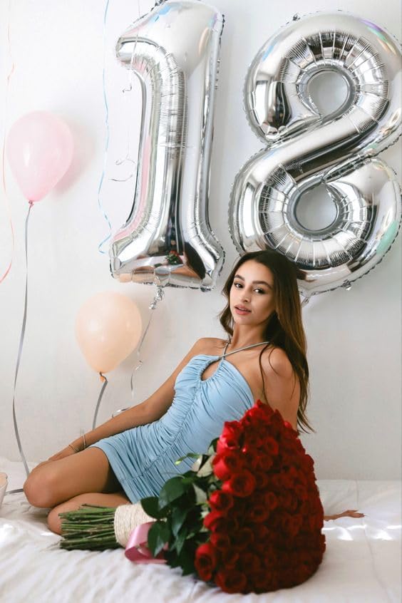 Silver 8 Balloon - 40 Inch Number Balloon for 8th Birthday Decorations | Perfect for Boys & Girls