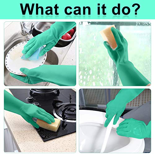 GAYISIC Reusable Kitchen Cleaning Gloves, Latex-Free Non-Slip - Large, 2 Pairs