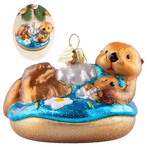 Glass Sea Otter Christmas Ornament - Hand-Painted Holiday Tree Decoration