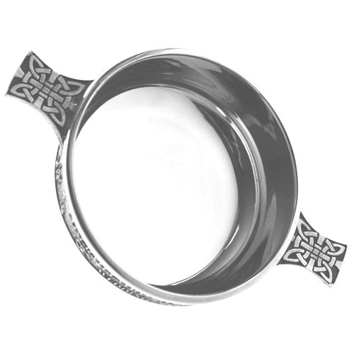 English Pewter Company Congratulations On Your Wedding Quaich Whisky Tasting Bowl Loving Cup with Celtic Handles - 3.5" Diameter [WD255]