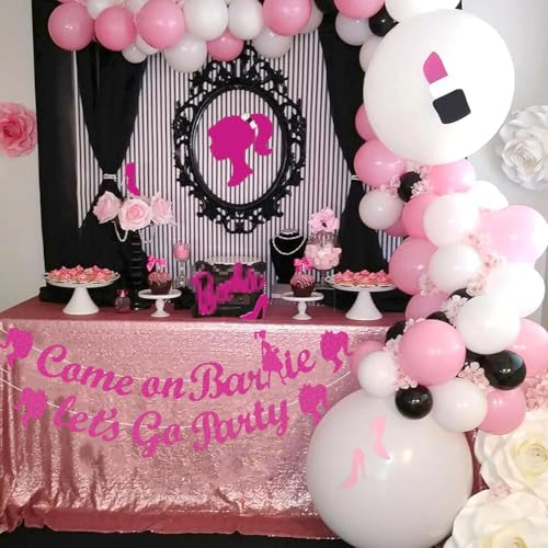 Hot Pink 'Let's Go Girls' Glitter Party Banner for Birthday & Bachelorette