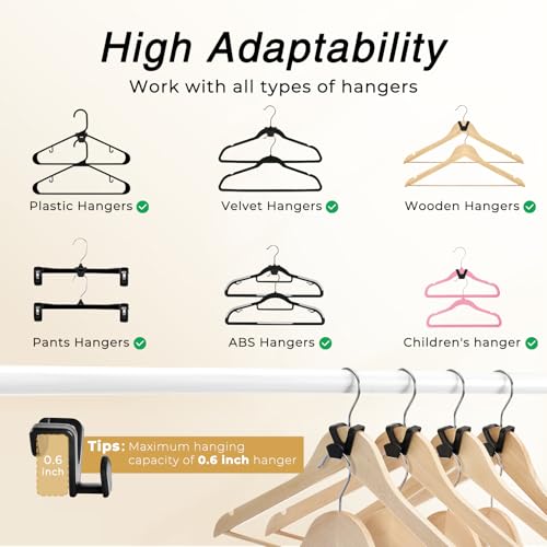 HOUSE DAY Black Clothes Hanger Connector Hooks - 60 Pack