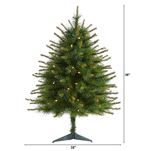 3ft Artificial Christmas Tree with Pre-Loaded Lights and Bendable Branches
