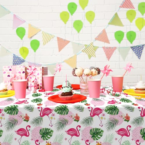 3-Pack Tropical Flamingo Tablecloths - 54" x 108" for Summer Parties